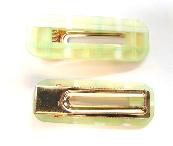 Pink Lily ~ "Taylor" Yellow/Green Plaid ~  Pinch Clip #109