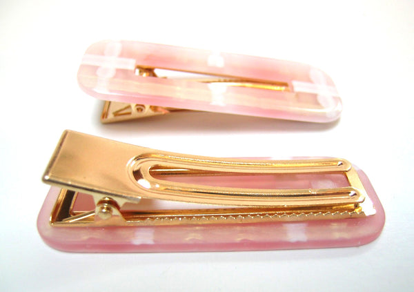 Pink Lily ~ "Taylor" Pink Plaid ~  Pinch Clip #111