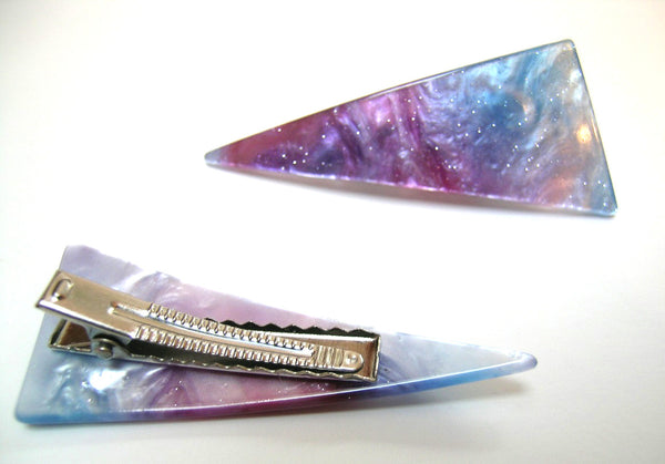 Pink Lily ~ "Alice" Marbled Purple  ~ Triangle Pinch Clip #118