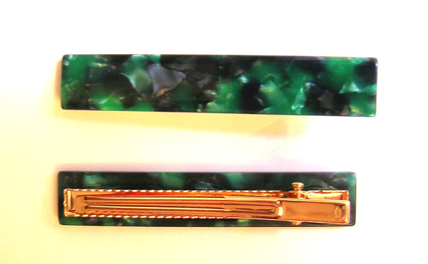 Pink Lily ~ "Lucy" Marbled Green & Black ~ Pinch Clip #61