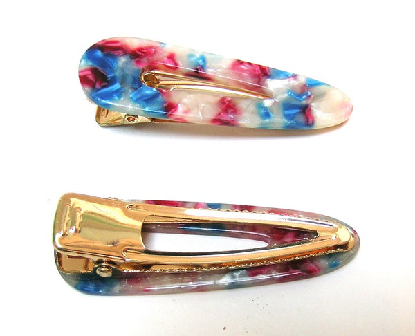 Pink Lily ~"Kate" Coral-Turquoise  ~ Pinch Clip  #76