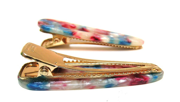 Pink Lily ~"Kate" Coral-Turquoise  ~ Pinch Clip  #76