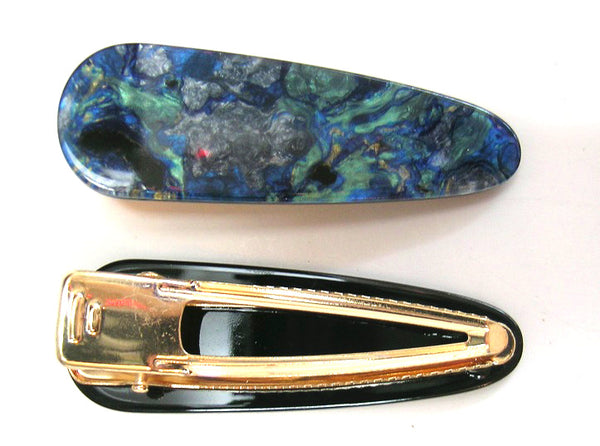 Pink Lily ~  Marbled Blue & Gold ~ Pinch Clip #79