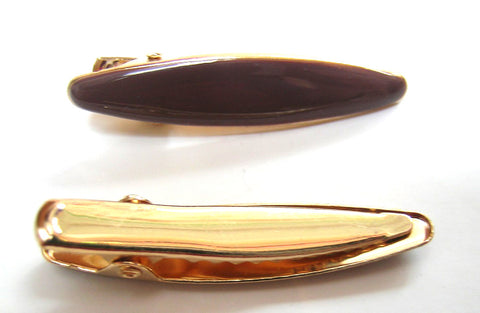 Pink Lily ~  "Ava" Creamy Espresso~  Oval  Pinch Clip #82