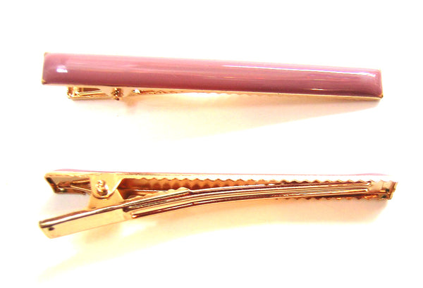 Pink Lily ~ "Lucy" Creamy Antique Rose ~  Rectangle ~ Pinch Clip #84