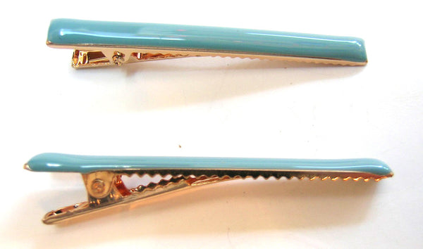 Pink Lily ~  "Lucy" Sky Blue Rectangle ~ Pinch Clip #87