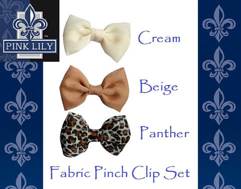 Pink Lily ~ Fabric Pinch Clip Bow ~ 3 Lovely Colors