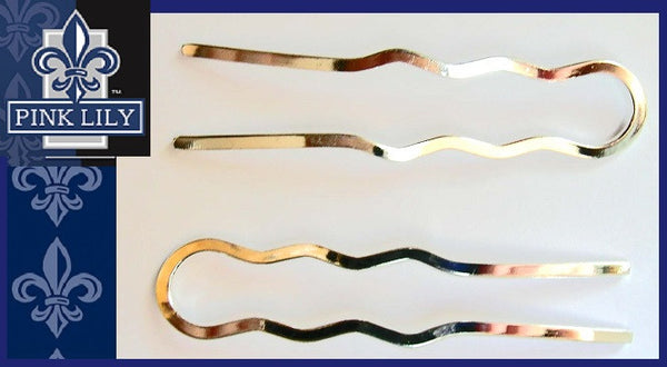 Pink Lily ~ Silver Metal U Pin #2~ Sold as a SET