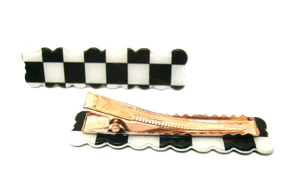 Pink Lily ~ Checkerboard ~ Black & White  ~ Pinch Clip #130 SALE