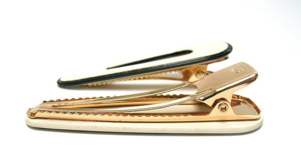 Pink Lily ~  'Kate" Cream with Black Trim ~ Pinch Clip #131