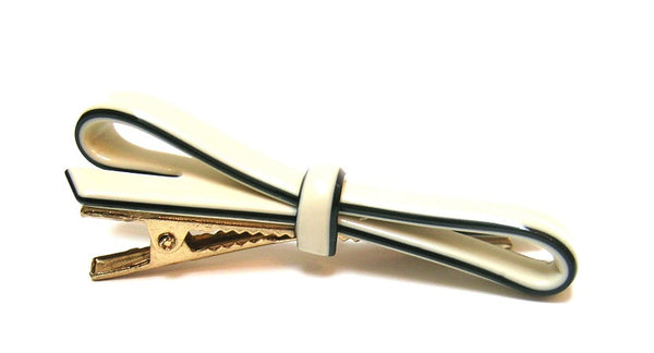 Pink Lily ~ "Elegant Betty-Bow" Cream with Black Trim ~ Pinch Clip #144