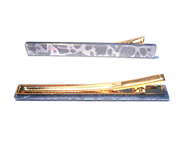 Pink Lily ~ "Harper" Blue Variegated~ Pinch Clip #159