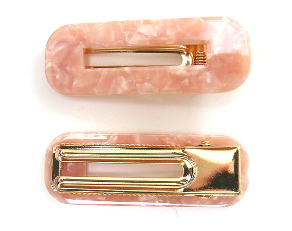 Pink Lily ~  "Taylor" Creamy Pink Rectangle ~ Pinch Clip # 24