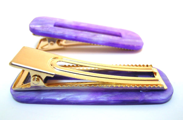 Pink Lily ~ "Taylor" Lilac Rectangle Pinch Clip  #36