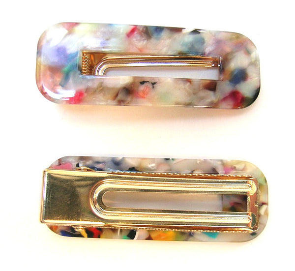 Pink Lily ~ "Taylor" Multi ~ Rectangle Pinch Clip  #38