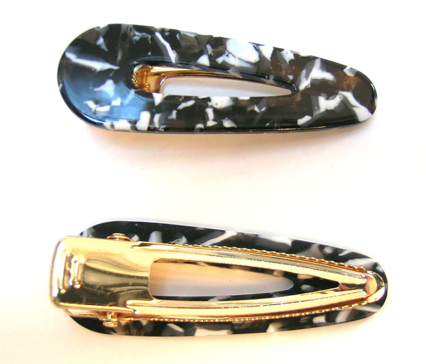 Pink Lily ~"Kate"  Marble Black ~ Pinch Clip #41