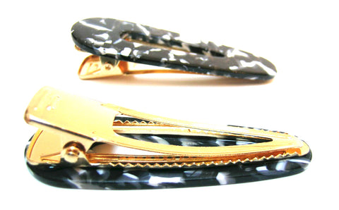 Pink Lily ~"Kate"  Marble Black ~ Pinch Clip #41