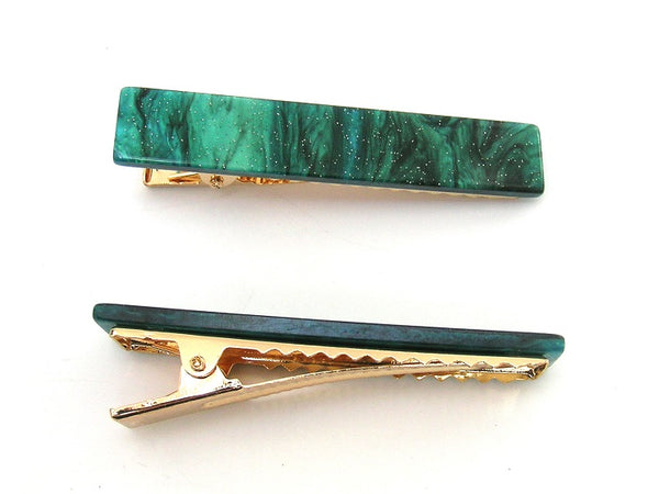 Pink Lily ~ "Lucy" Marble Green  Pinch Clip #49