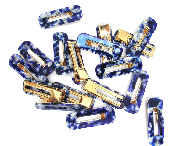 Pink Lily ~ "Taylor" Marble Navy & White Pinch Clip #50