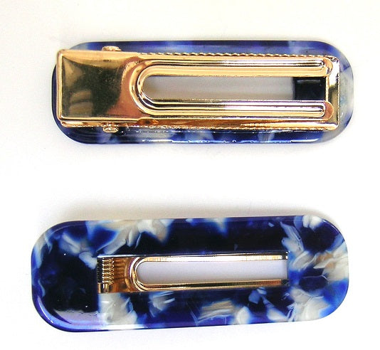 Pink Lily ~ "Taylor" Marble Navy & White Pinch Clip #50