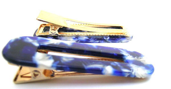 Pink Lily ~ "Taylor" Marble Navy & White Pinch Clip #50