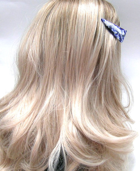 Pink Lily ~ "Alice" Marbled Navy & White  ~  Triangle Pinch Clip #54